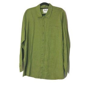 Flax 100% Linen Button Front Tunic Shirt Top M